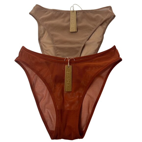 SKIMS Mesh High Cut Brief +‎ Bikini  Lot of 2 Chili Sienna XXS - Picture 10 of 10